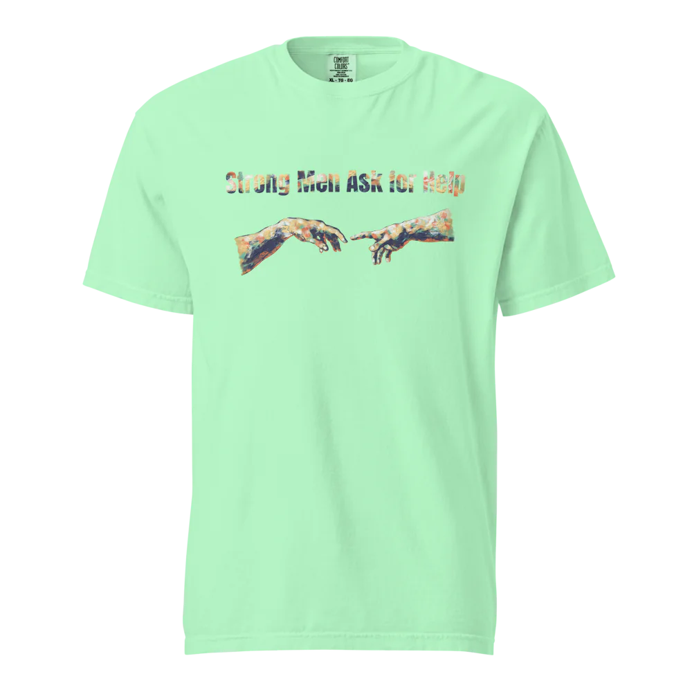 Hombres fuertes piden ayuda | Camiseta unisex de tejido grueso | 100 % algodón