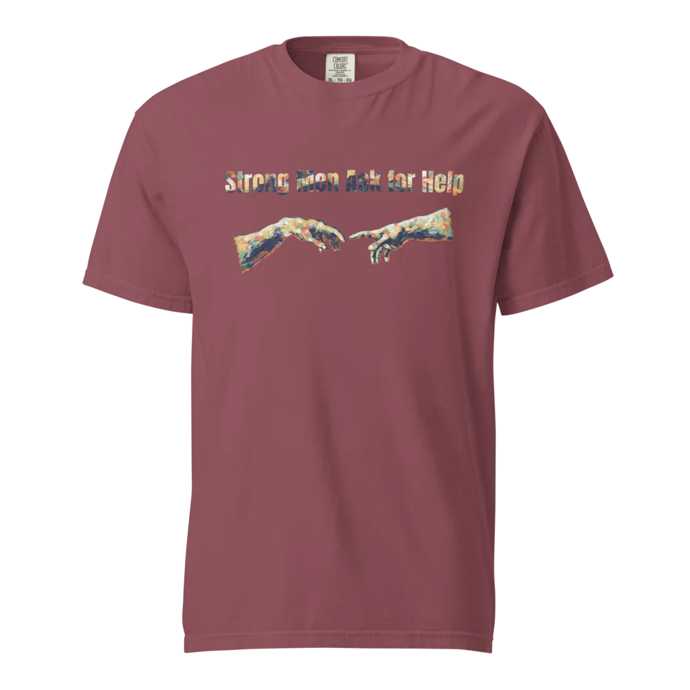 Hombres fuertes piden ayuda | Camiseta unisex de tejido grueso | 100 % algodón