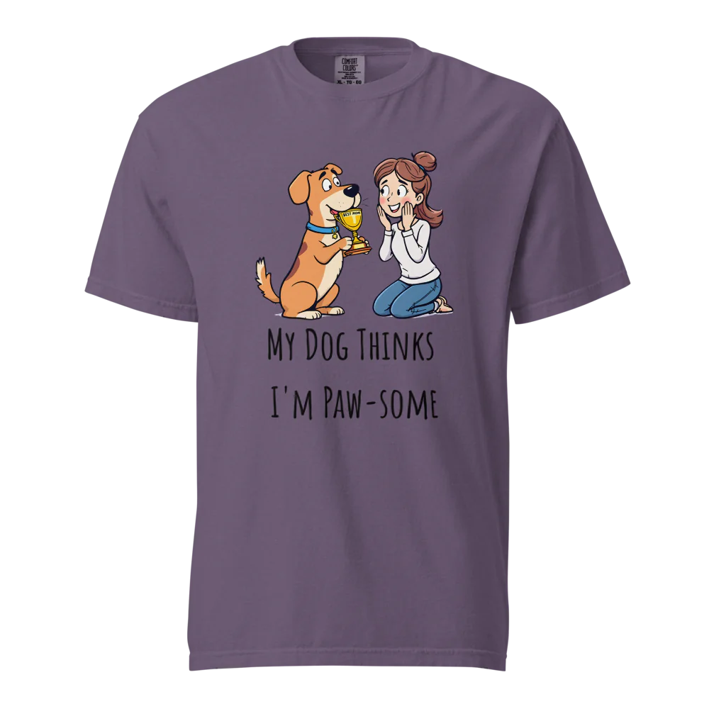 Mi perro piensa que soy genial | Camiseta unisex de tejido grueso | 100 % algodón