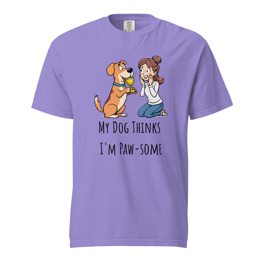 Mi perro piensa que soy genial | Camiseta unisex de tejido grueso | 100 % algodón