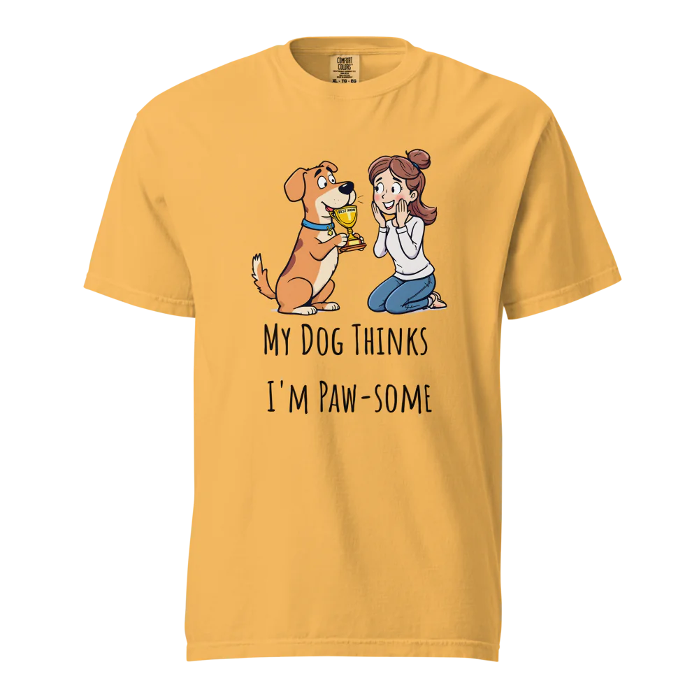 Mi perro piensa que soy genial | Camiseta unisex de tejido grueso | 100 % algodón
