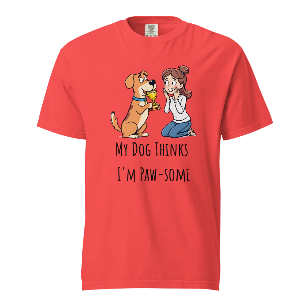 Mi perro piensa que soy genial | Camiseta unisex de tejido grueso | 100 % algodón