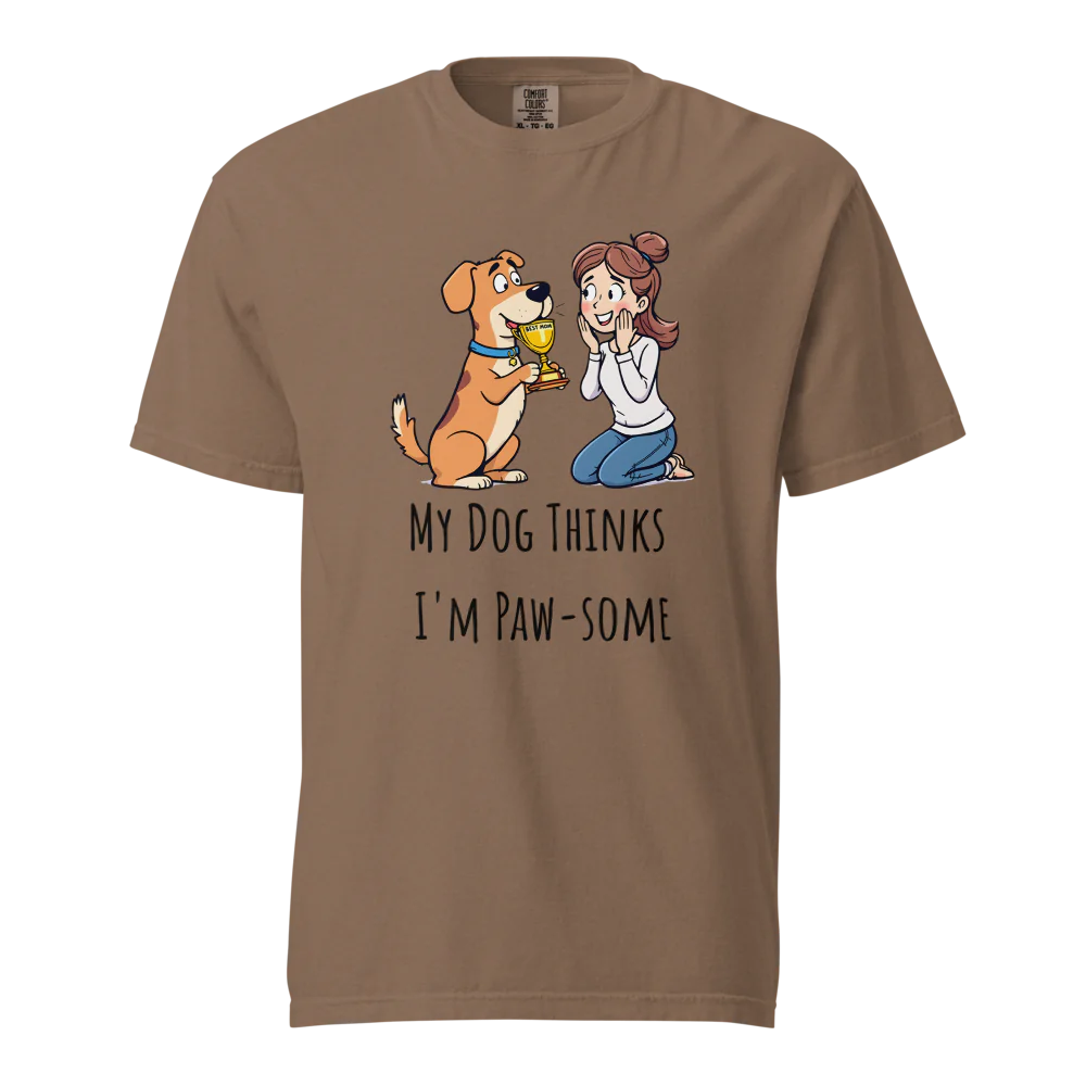 Mi perro piensa que soy genial | Camiseta unisex de tejido grueso | 100 % algodón