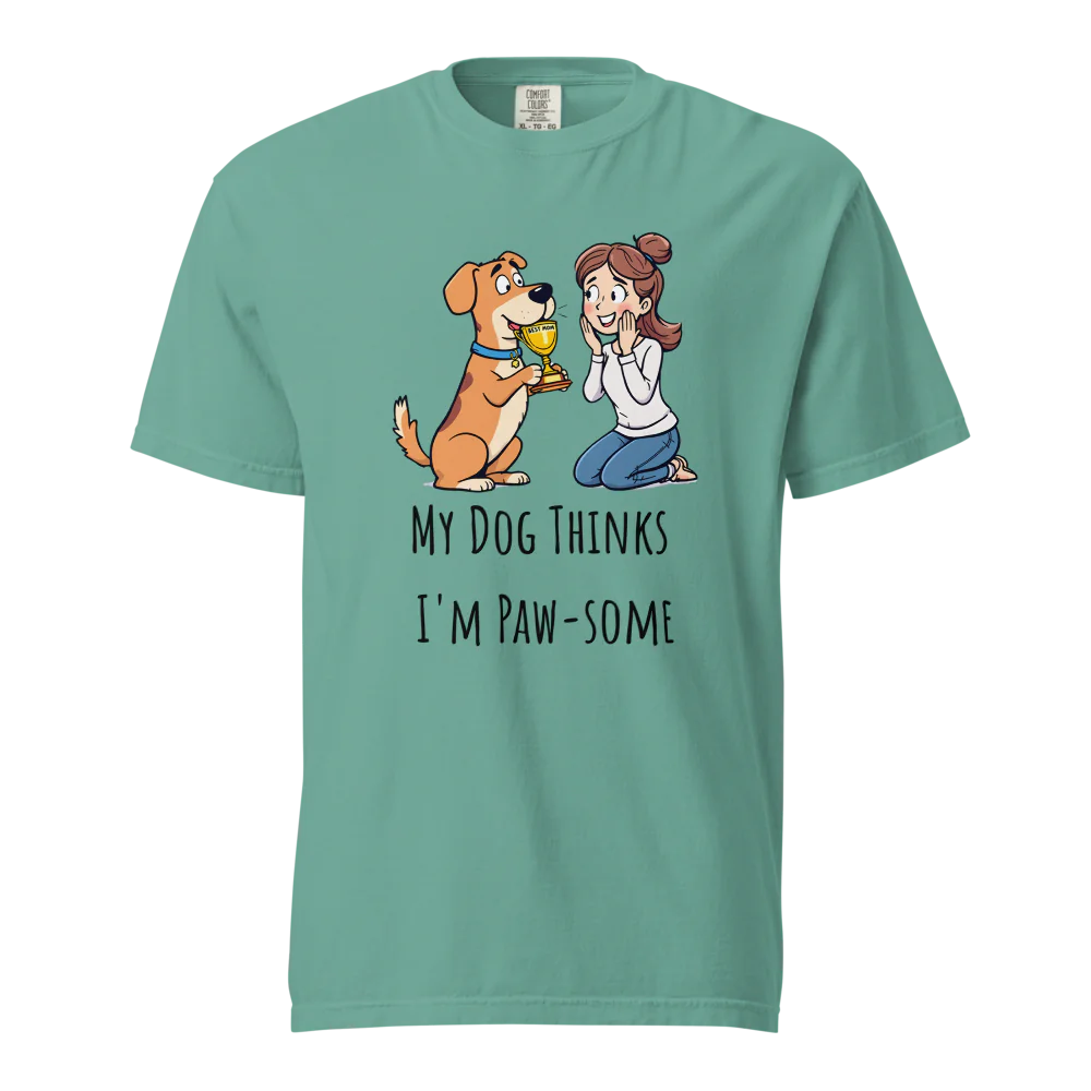 Mi perro piensa que soy genial | Camiseta unisex de tejido grueso | 100 % algodón