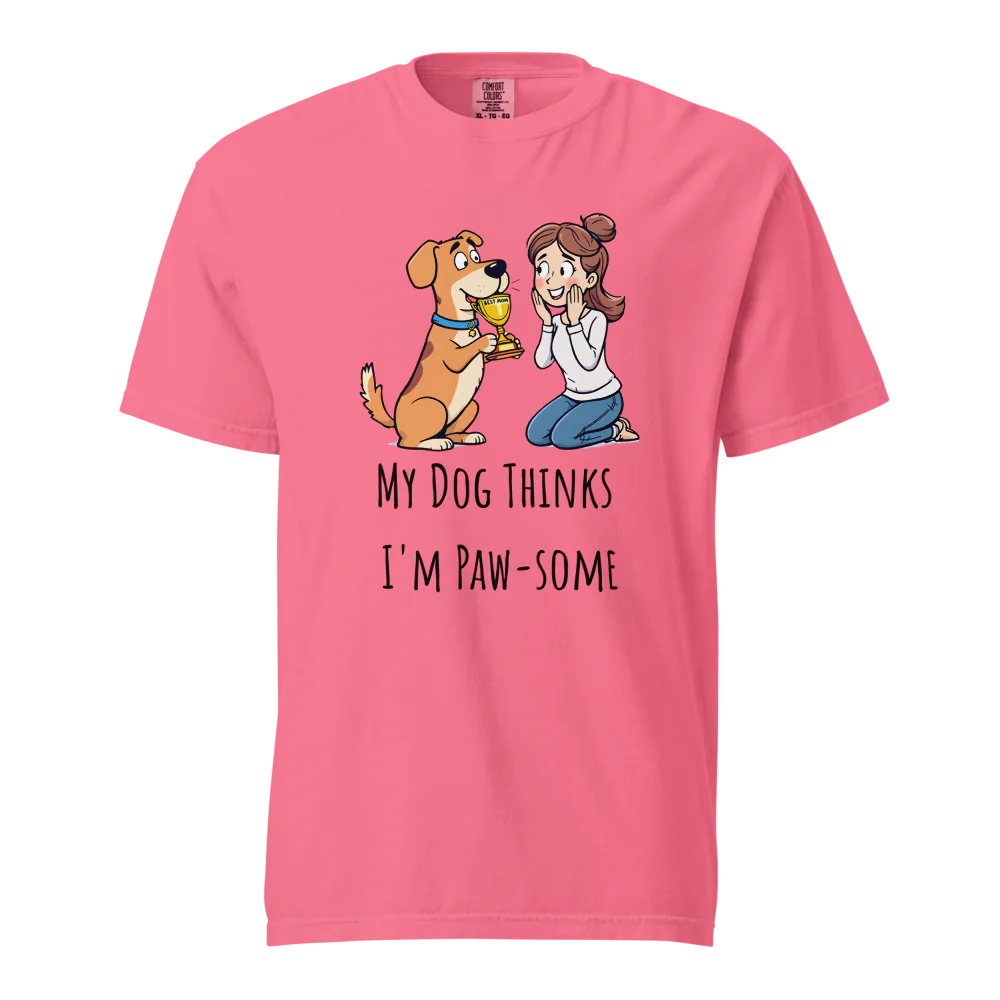 Mi perro piensa que soy genial | Camiseta unisex de tejido grueso | 100 % algodón