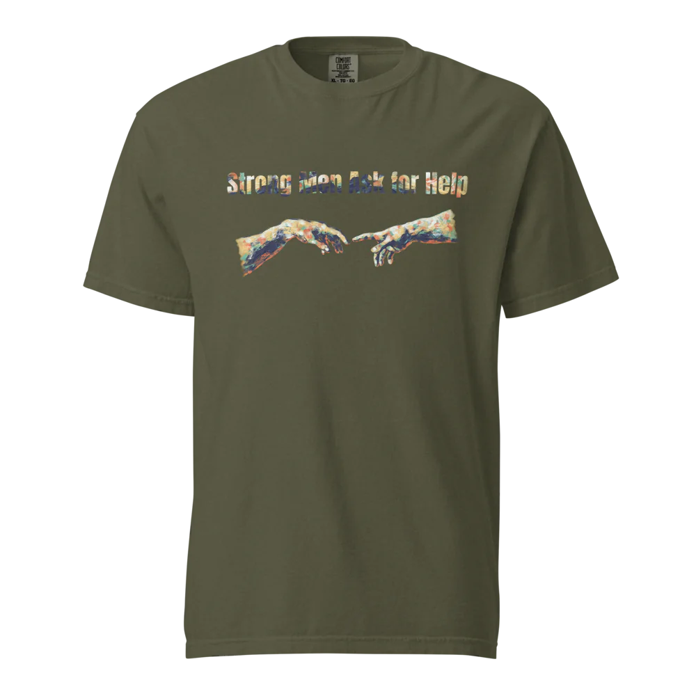 Hombres fuertes piden ayuda | Camiseta unisex de tejido grueso | 100 % algodón