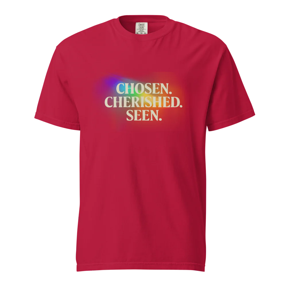 Elegida. Apreciada. Vista | Camiseta unisex de tejido grueso | 100 % algodón