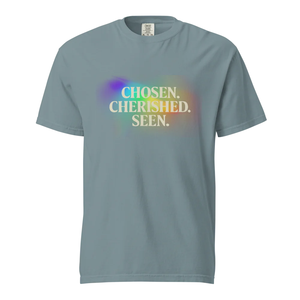 Elegida. Apreciada. Vista | Camiseta unisex de tejido grueso | 100 % algodón