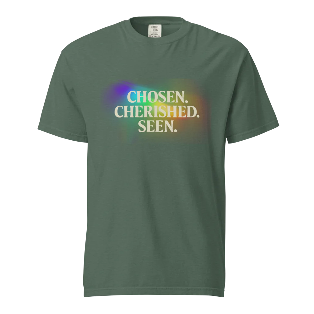 Elegida. Apreciada. Vista | Camiseta unisex de tejido grueso | 100 % algodón