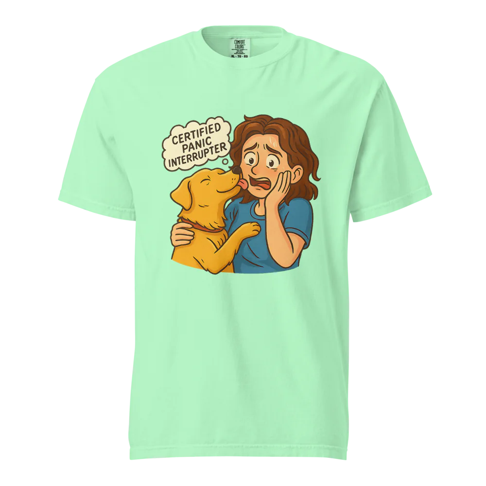 Interruptor de pánico certificado – Perro de apoyo | Camiseta unisex de tejido grueso | 100 % algodón