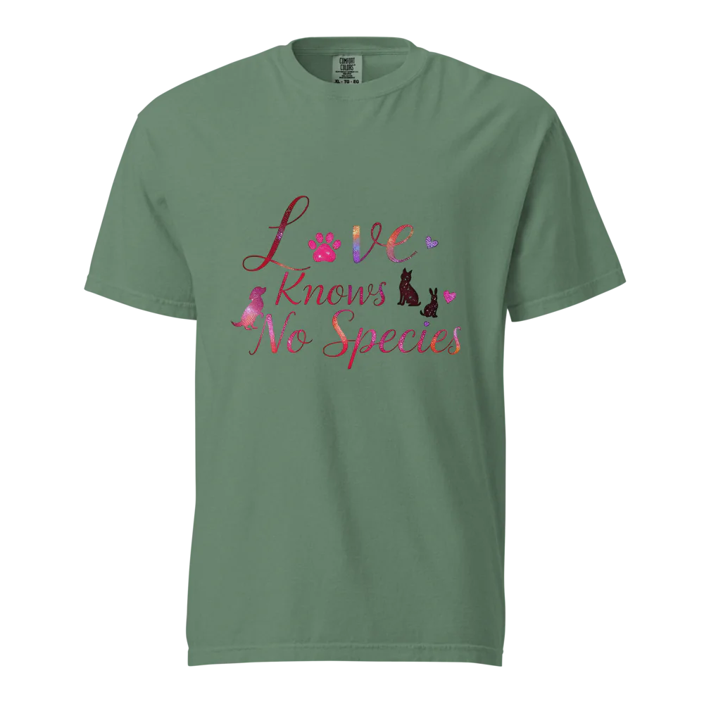 El amor no conoce especies – Amor a las mascotas | Camiseta unisex de tejido grueso | 100 % algodón