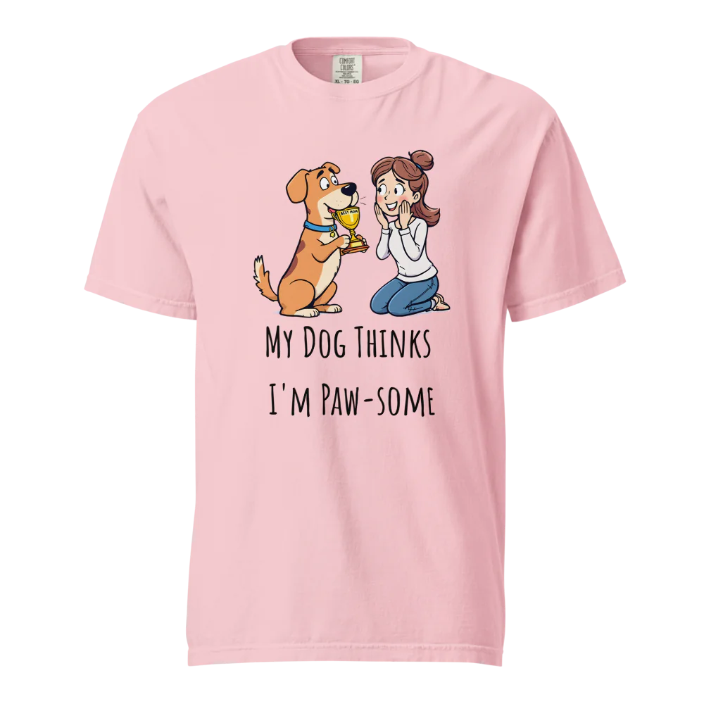 Mi perro piensa que soy genial | Camiseta unisex de tejido grueso | 100 % algodón