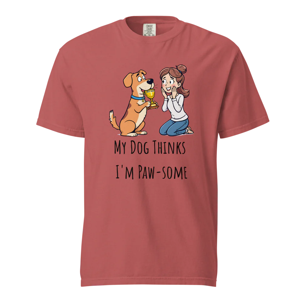 Mi perro piensa que soy genial | Camiseta unisex de tejido grueso | 100 % algodón