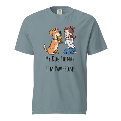 Mi perro piensa que soy genial | Camiseta unisex de tejido grueso | 100 % algodón