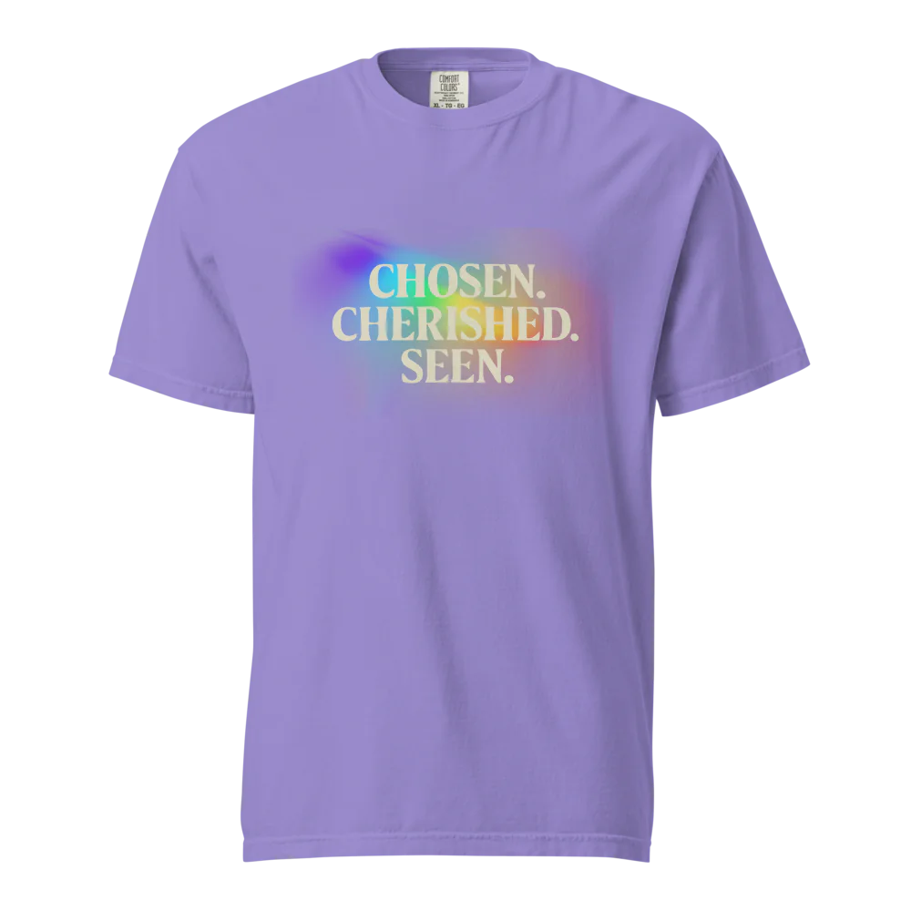 Elegida. Apreciada. Vista | Camiseta unisex de tejido grueso | 100 % algodón