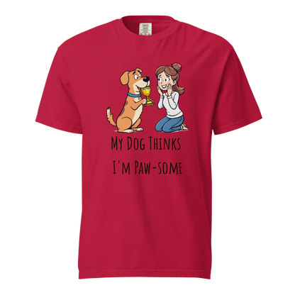 Mi perro piensa que soy genial | Camiseta unisex de tejido grueso | 100 % algodón