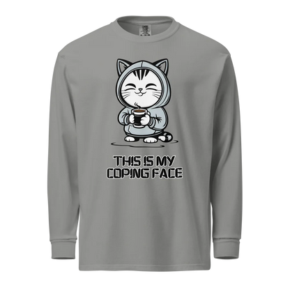 This Is My Coping Face | Unisex Heavyweight Long Sleeve Shirt | 100% Cotton