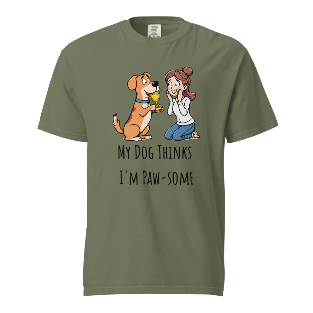 Mi perro piensa que soy genial | Camiseta unisex de tejido grueso | 100 % algodón