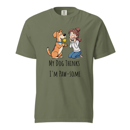 Mi perro piensa que soy genial | Camiseta unisex de tejido grueso | 100 % algodón