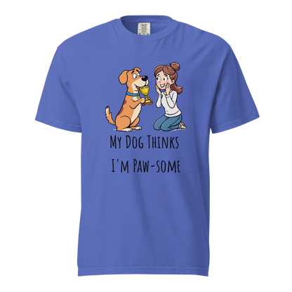 Mi perro piensa que soy genial | Camiseta unisex de tejido grueso | 100 % algodón