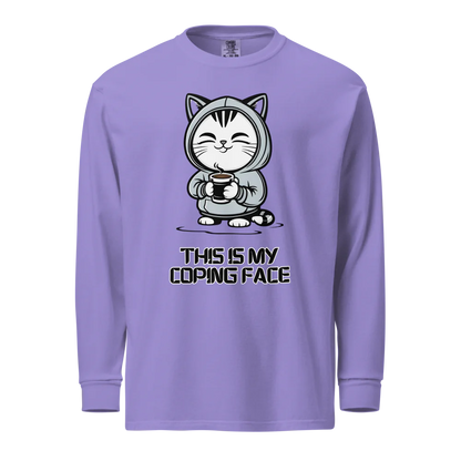 This Is My Coping Face | Unisex Heavyweight Long Sleeve Shirt | 100% Cotton