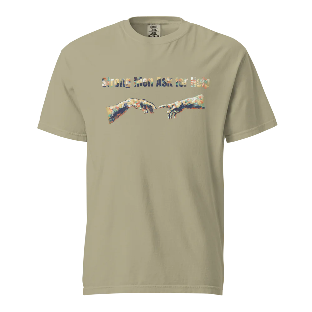Hombres fuertes piden ayuda | Camiseta unisex de tejido grueso | 100 % algodón