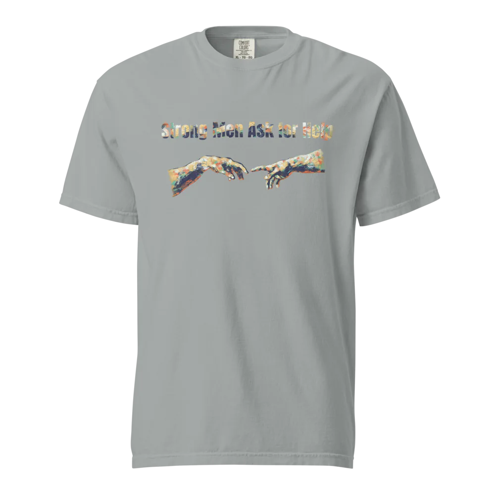 Hombres fuertes piden ayuda | Camiseta unisex de tejido grueso | 100 % algodón