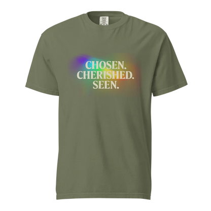 Elegida. Apreciada. Vista | Camiseta unisex de tejido grueso | 100 % algodón