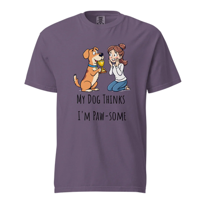 Mi perro piensa que soy genial | Camiseta unisex de tejido grueso | 100 % algodón