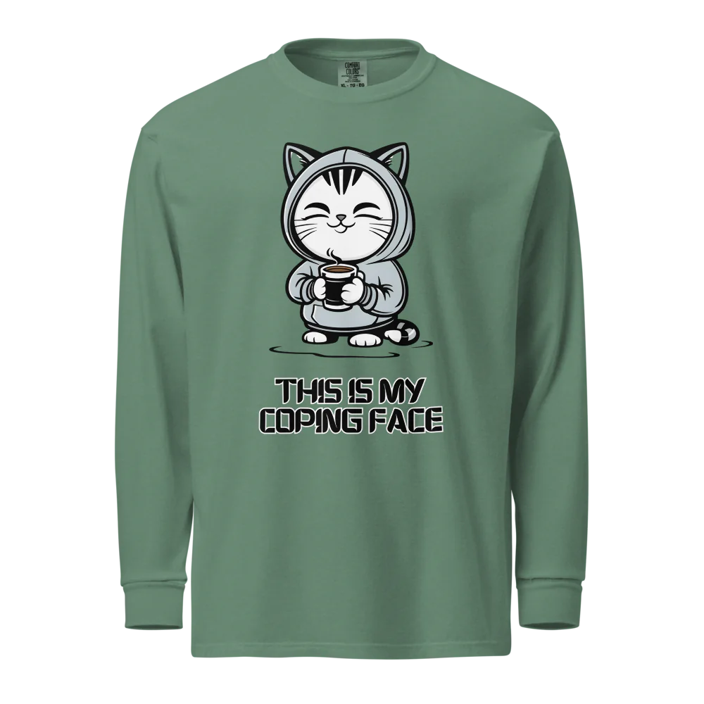 This Is My Coping Face | Unisex Heavyweight Long Sleeve Shirt | 100% Cotton
