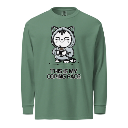 This Is My Coping Face | Unisex Heavyweight Long Sleeve Shirt | 100% Cotton