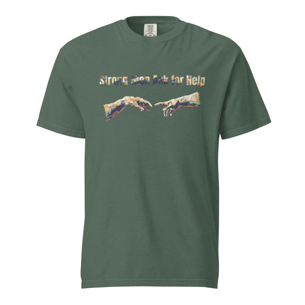 Hombres fuertes piden ayuda | Camiseta unisex de tejido grueso | 100 % algodón