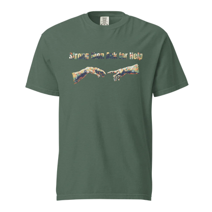 Hombres fuertes piden ayuda | Camiseta unisex de tejido grueso | 100 % algodón