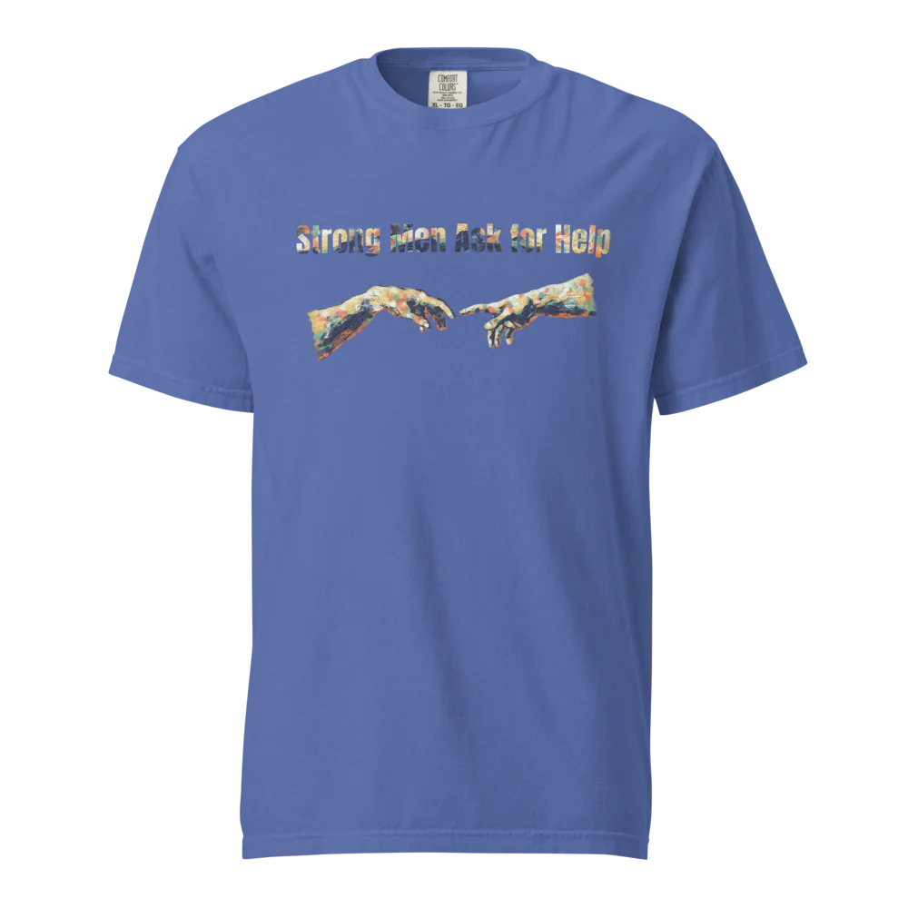 Hombres fuertes piden ayuda | Camiseta unisex de tejido grueso | 100 % algodón