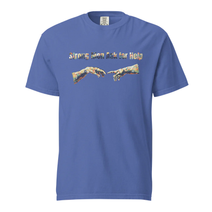 Hombres fuertes piden ayuda | Camiseta unisex de tejido grueso | 100 % algodón