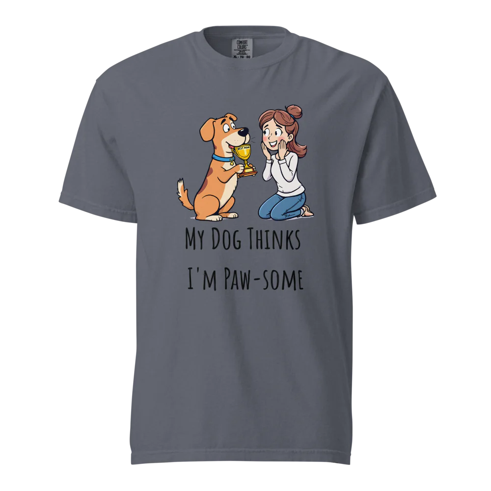 Mi perro piensa que soy genial | Camiseta unisex de tejido grueso | 100 % algodón