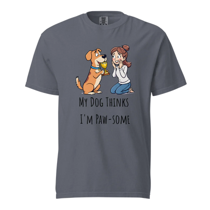 Mi perro piensa que soy genial | Camiseta unisex de tejido grueso | 100 % algodón
