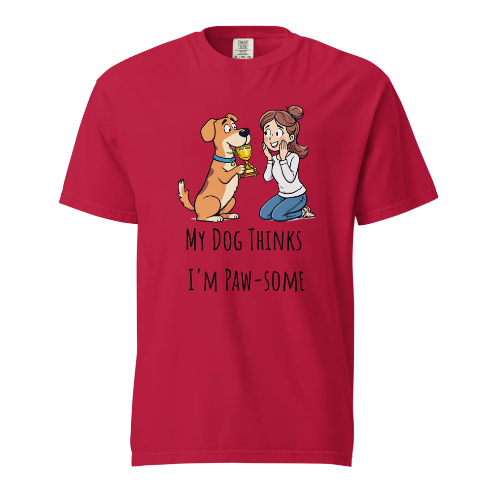 Mi perro piensa que soy genial | Camiseta unisex de tejido grueso | 100 % algodón