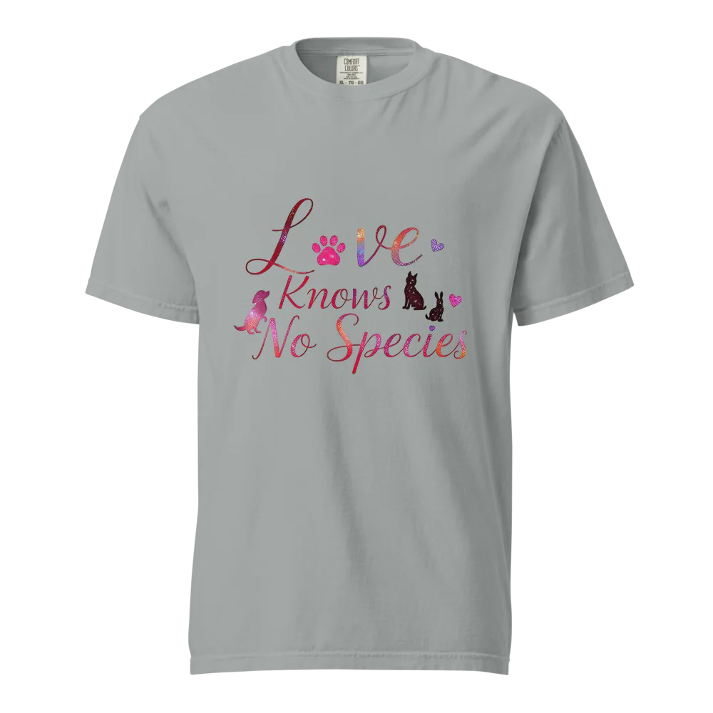 El amor no conoce especies – Amor a las mascotas | Camiseta unisex de tejido grueso | 100 % algodón