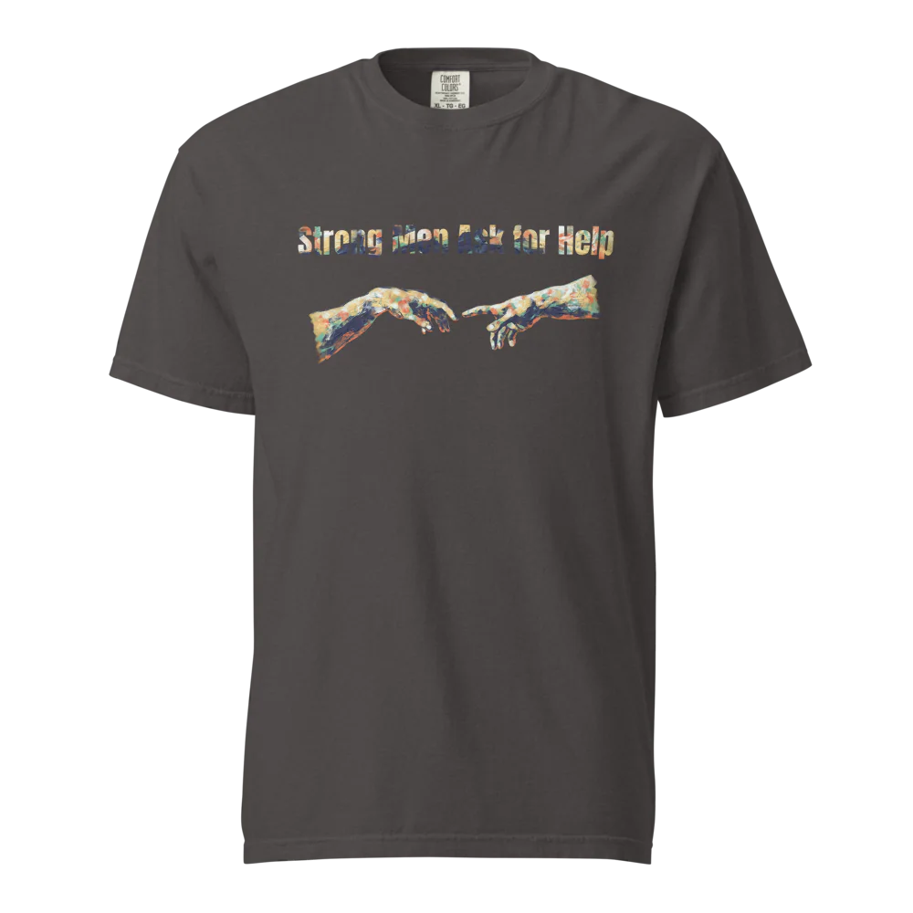 Hombres fuertes piden ayuda | Camiseta unisex de tejido grueso | 100 % algodón