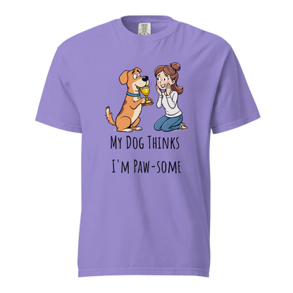 Mi perro piensa que soy genial | Camiseta unisex de tejido grueso | 100 % algodón