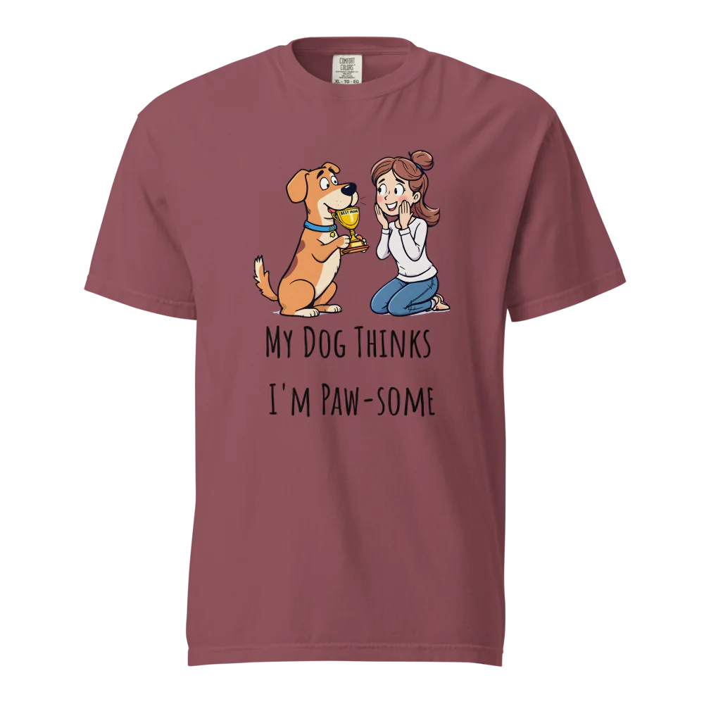 Mi perro piensa que soy genial | Camiseta unisex de tejido grueso | 100 % algodón