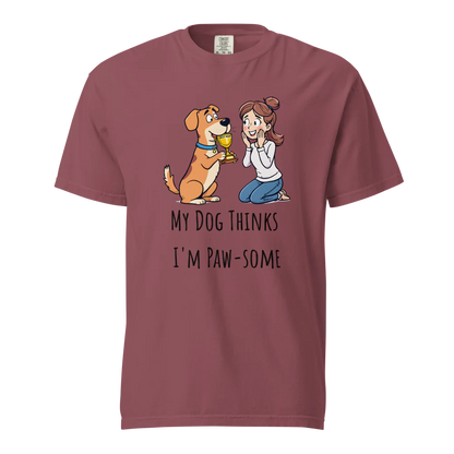 Mi perro piensa que soy genial | Camiseta unisex de tejido grueso | 100 % algodón
