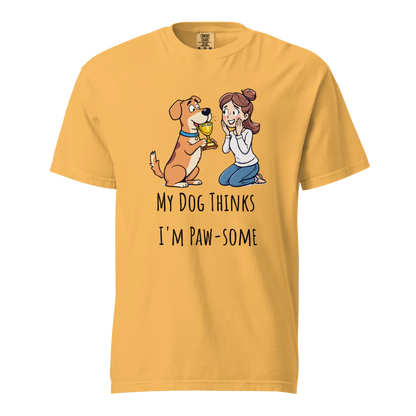 Mi perro piensa que soy genial | Camiseta unisex de tejido grueso | 100 % algodón