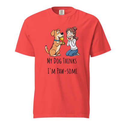 Mi perro piensa que soy genial | Camiseta unisex de tejido grueso | 100 % algodón