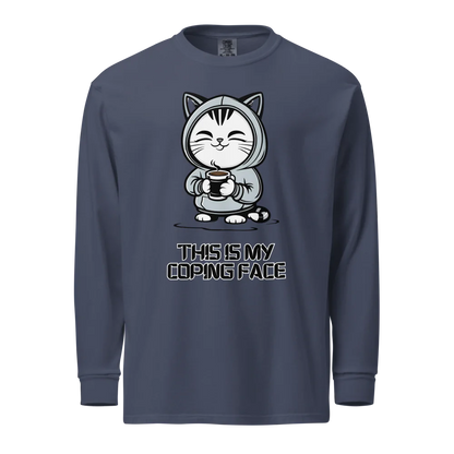 This Is My Coping Face | Unisex Heavyweight Long Sleeve Shirt | 100% Cotton