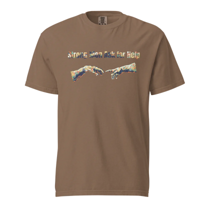 Hombres fuertes piden ayuda | Camiseta unisex de tejido grueso | 100 % algodón
