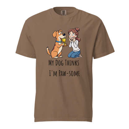 Mi perro piensa que soy genial | Camiseta unisex de tejido grueso | 100 % algodón