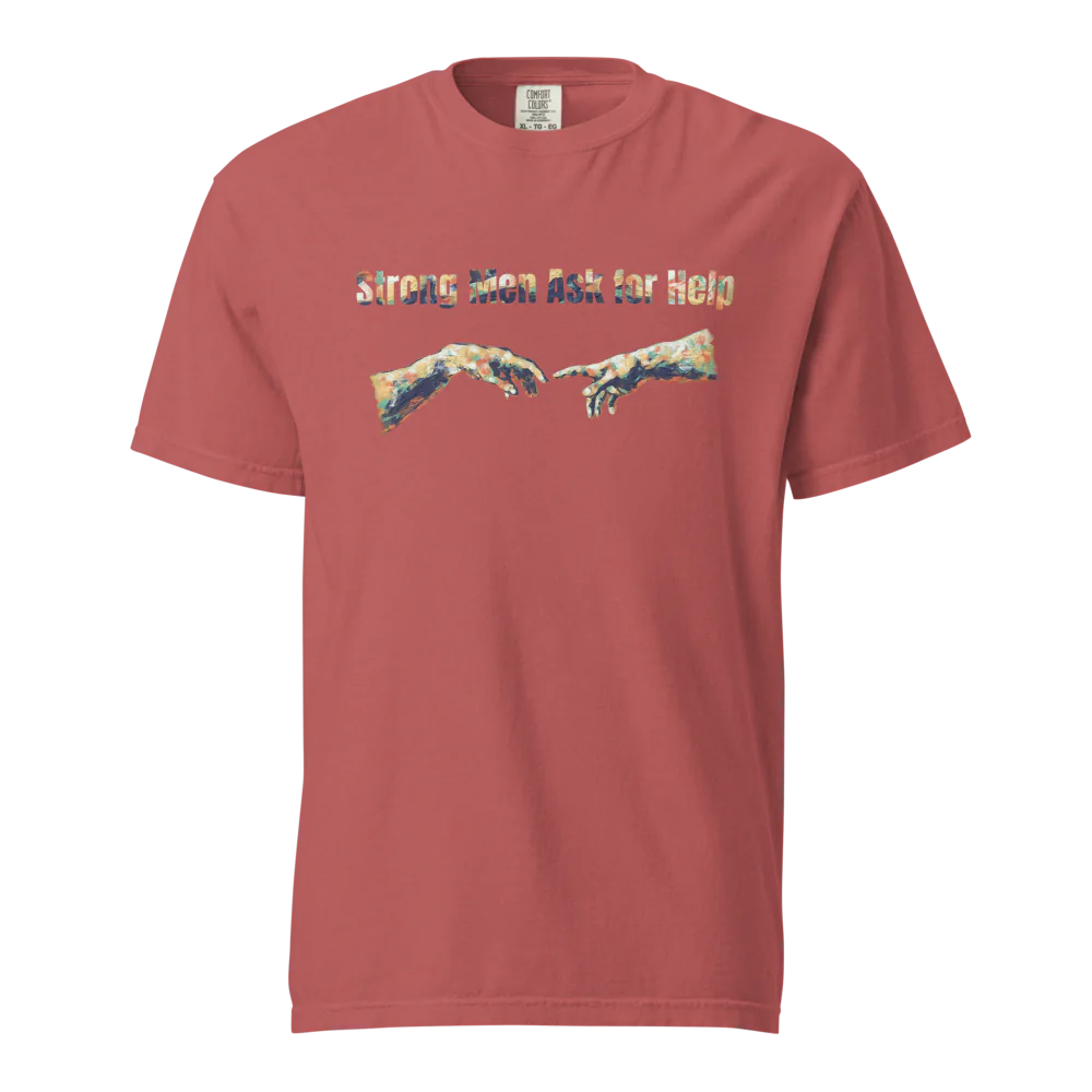 Hombres fuertes piden ayuda | Camiseta unisex de tejido grueso | 100 % algodón