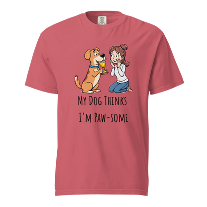Mi perro piensa que soy genial | Camiseta unisex de tejido grueso | 100 % algodón